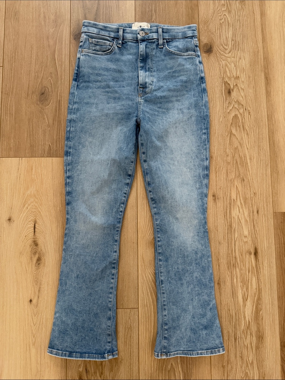 7 For All Mankind Light Blue Cropped Flare Jeans